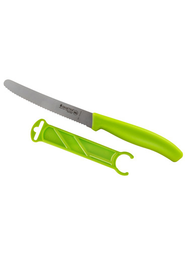 Knife With Serrated Blade & Protector 11 CM /4.33” Assorted Colors