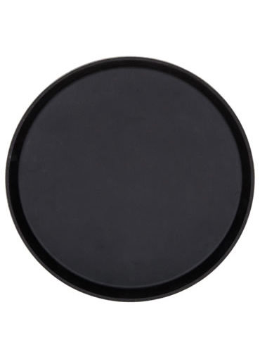 Tray Round Non-Slip Fiberglass Black 16