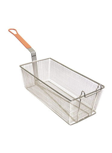 Fryer Basket Nickel-Plated Orange PVC Handle 17 x 8-1/4 x 6