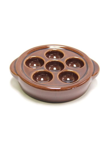 Plat Aux Escargots En Ceramique Brun Avec 6 Trous