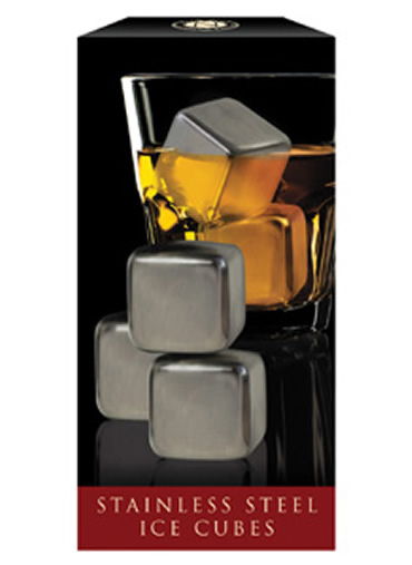 Stainless Steel Ice Cubes W/Freezer Gel, S/4