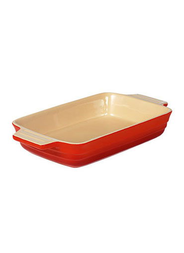 Rectangular Dish 33.5Cm Red/Cream 2L