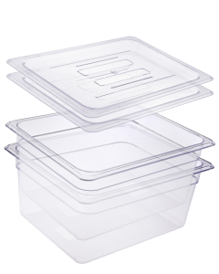 Half Size x 6" Deep Food Pan Polycarbonate With Cover NSF 2 Sets